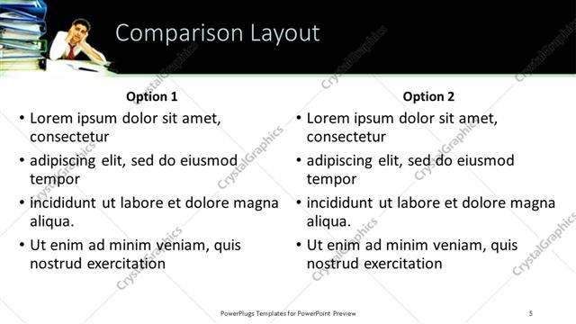 Comparison presentation slide layout