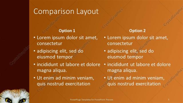 Comparison presentation slide layout