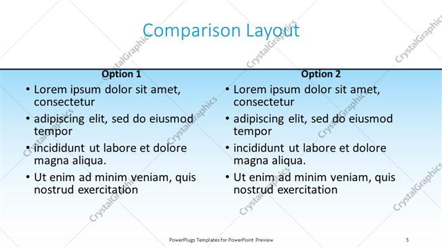 Comparison presentation slide layout