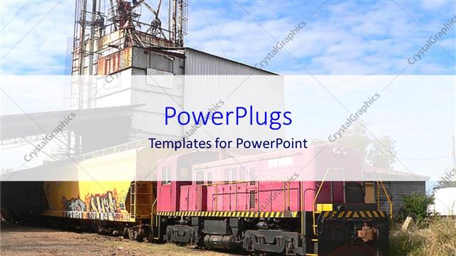  Presentation with clear - Packed train on a sandy road with a clear sky