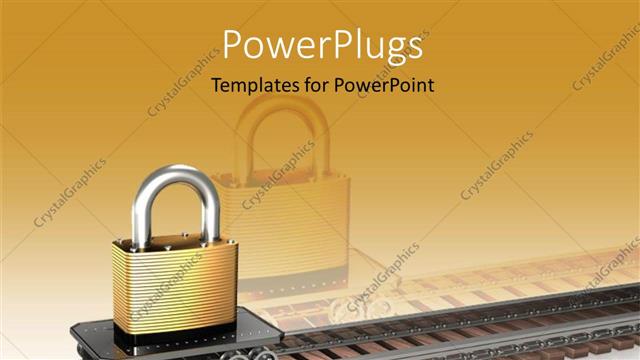  Presentation with padlock - Padlock sitting on railway cart on railway line