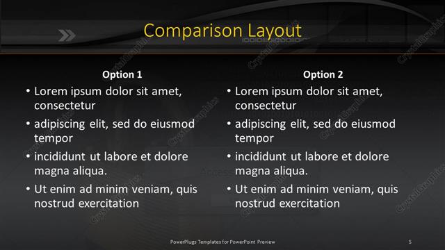 Comparison presentation slide layout