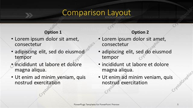 Comparison presentation slide layout