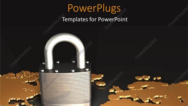  Presentation with world map - Padlock on world map depicting world security