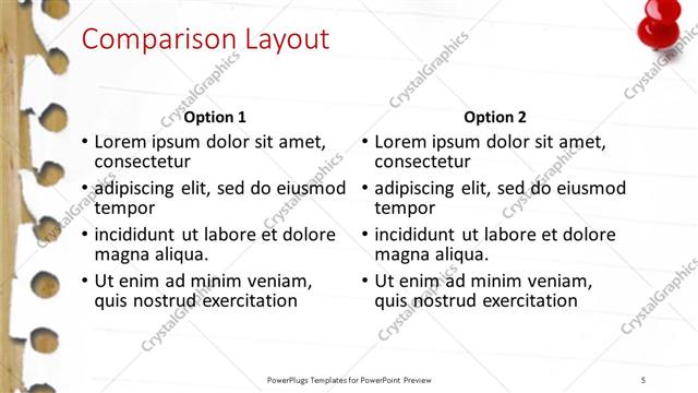 Comparison presentation slide layout