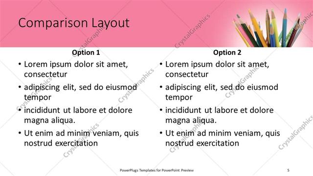 Comparison presentation slide layout