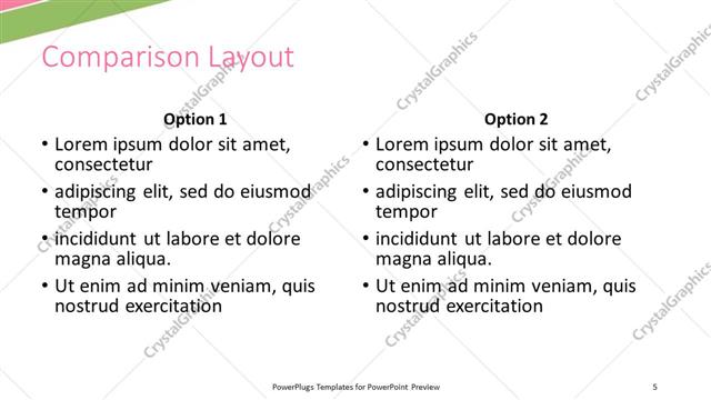 Comparison presentation slide layout