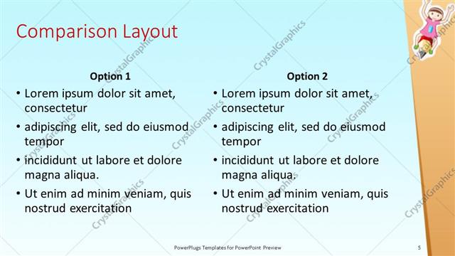 Comparison presentation slide layout