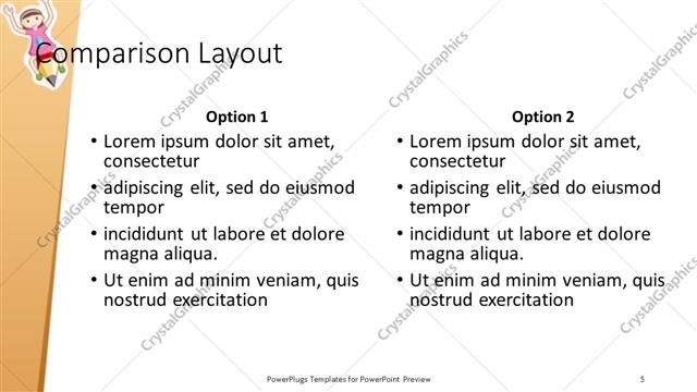 Comparison presentation slide layout