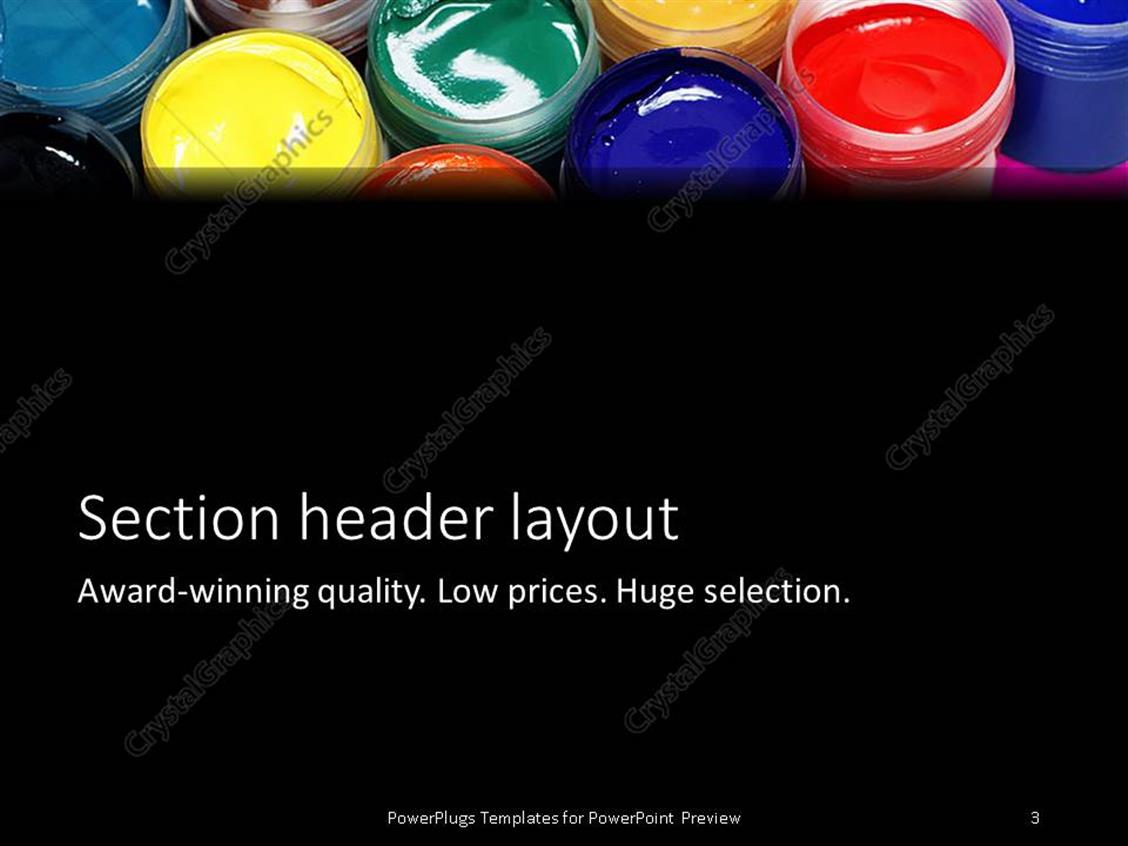 PowerPoint Template paint buckets with brush on palette (22985)