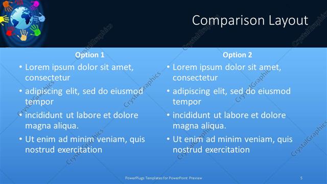 Comparison presentation slide layout