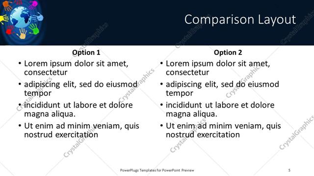 Comparison presentation slide layout