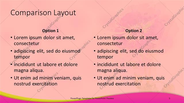 Comparison presentation slide layout