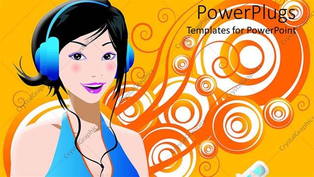  Presentation with listening - A painting of a lady wearing headphones and listening to music