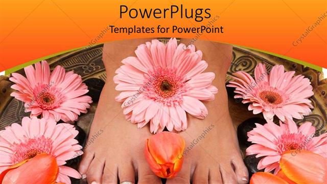  Presentation with spa - Pair of adult feet with lots of flowers on them