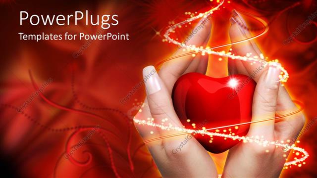  Presentation with hands heart - A pair of adult female hands holding a red heart shaped object