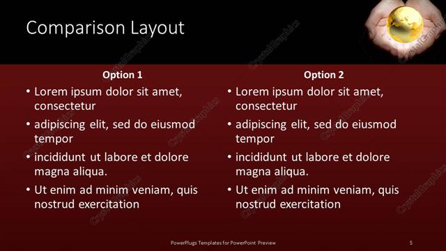Comparison presentation slide layout