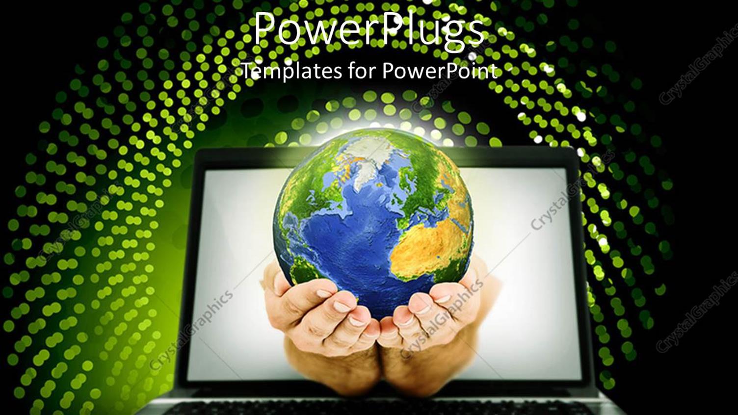 Featuring Pair of Adult Hands Holding an Earth Globe Through a Laptop