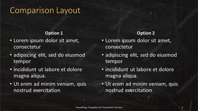 Comparison presentation slide layout