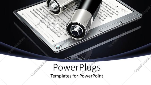  Presentation with gray - A pair of batteries placed over a digital book with gray background
