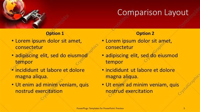 Comparison presentation slide layout