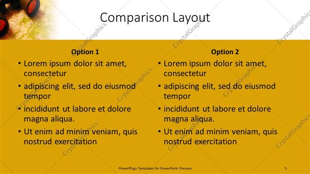 Comparison presentation slide layout