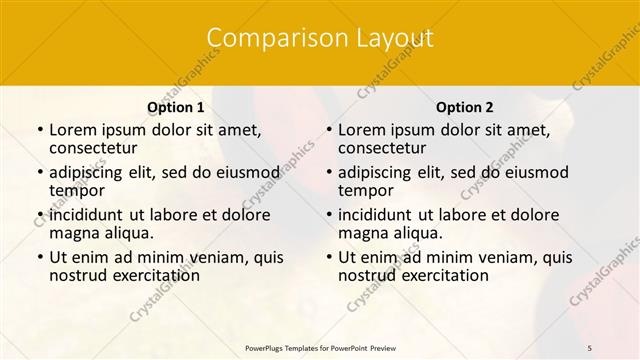Comparison presentation slide layout