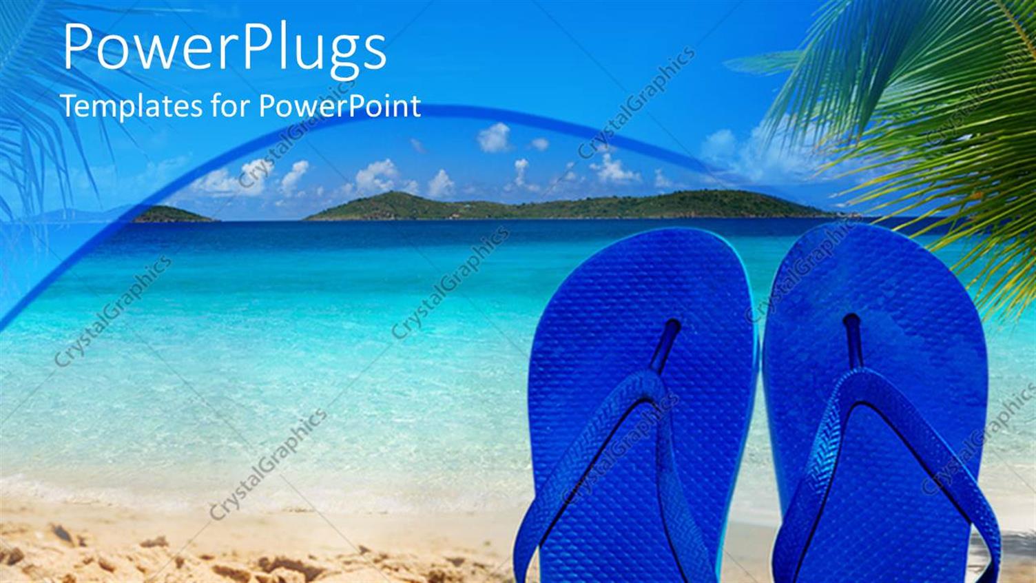 Featuring a Pair of Bluish Flip Flops and Sea in the Background