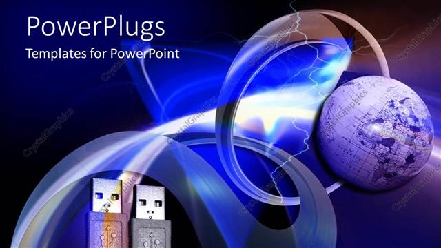  Presentation with connections - A pair of data cables with globe in the background