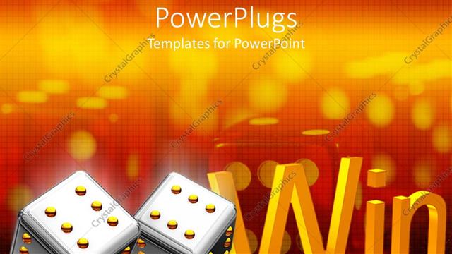  Presentation with pair - A pair of dies and a text that spells out the word 