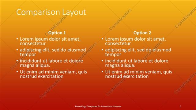 Comparison presentation slide layout