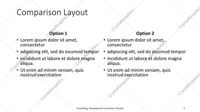Comparison presentation slide layout