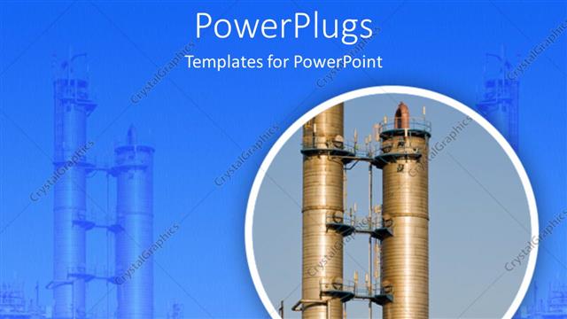  Presentation with distillation - Pair of distillation columns with blue sky background