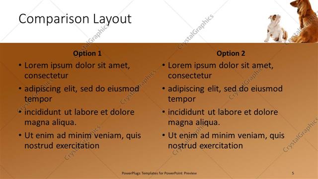 Comparison presentation slide layout