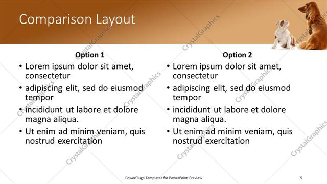 Comparison presentation slide layout