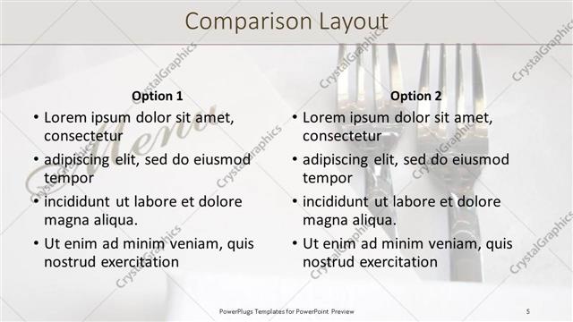 Comparison presentation slide layout