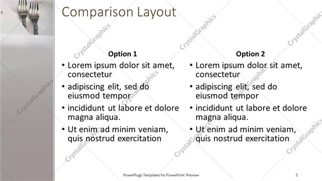 Comparison presentation slide layout