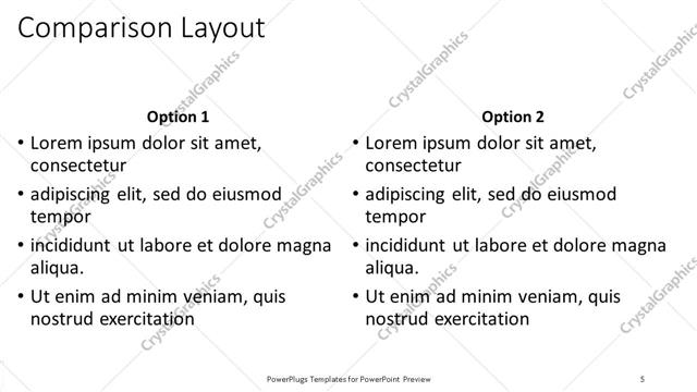 Comparison presentation slide layout