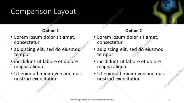 Comparison presentation slide layout