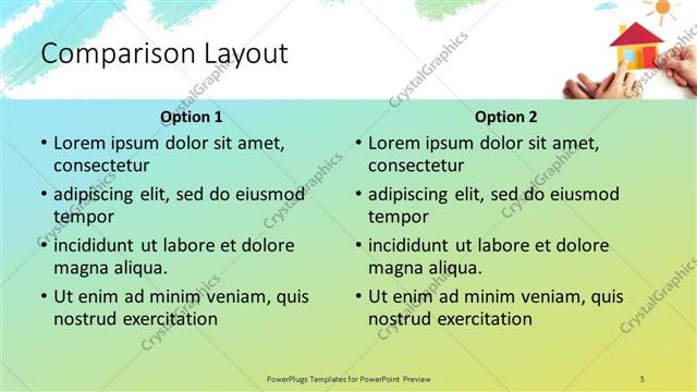Comparison presentation slide layout