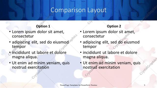Comparison presentation slide layout