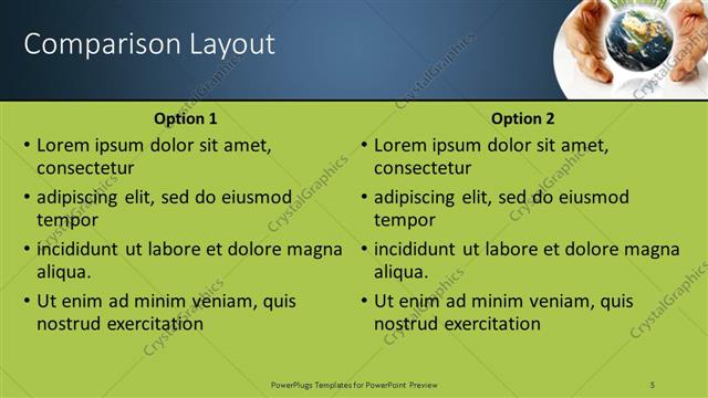 Comparison presentation slide layout