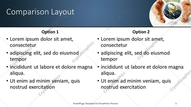 Comparison presentation slide layout