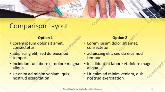 Comparison presentation slide layout
