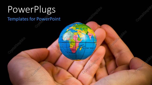  Presentation with pair - A pair of hands with a globe and blackish background