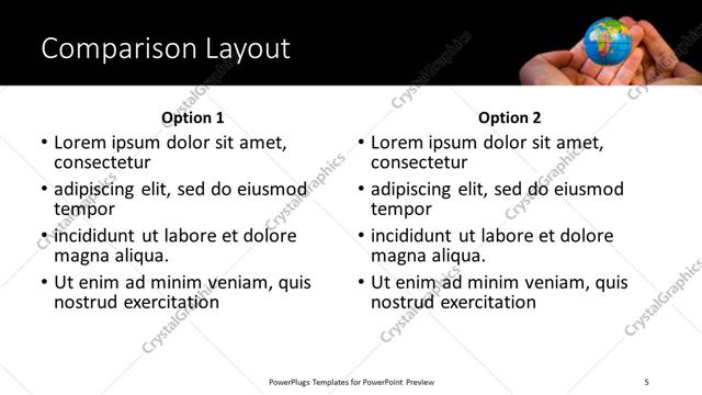 Comparison presentation slide layout