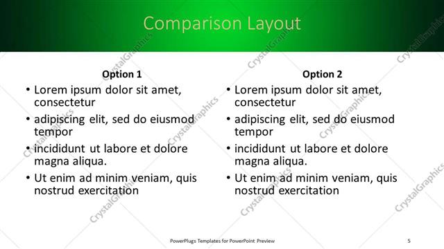 Comparison presentation slide layout