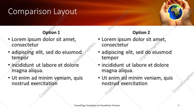 Comparison presentation slide layout