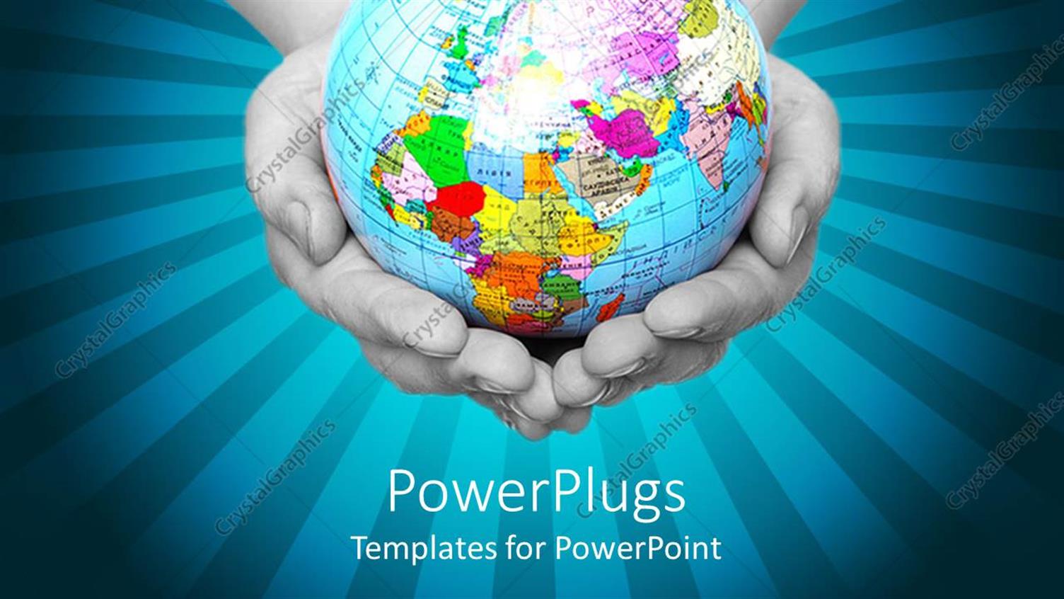 Featuring Pair of Hands Holding a Globe with Shinning Light