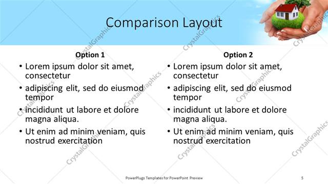 Comparison presentation slide layout